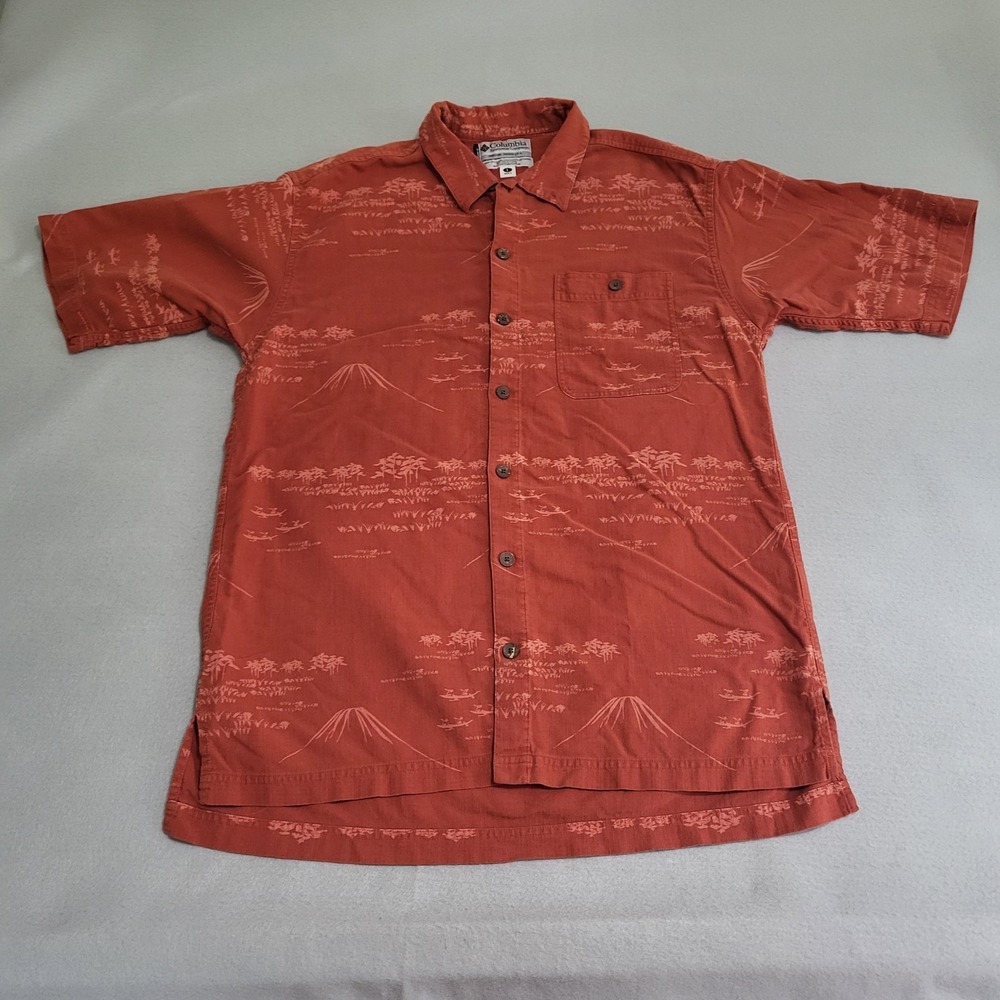 Columbia GRT Silk Blend Short Sleeve Button Down Tropical Hawaiian Shirt Men's L